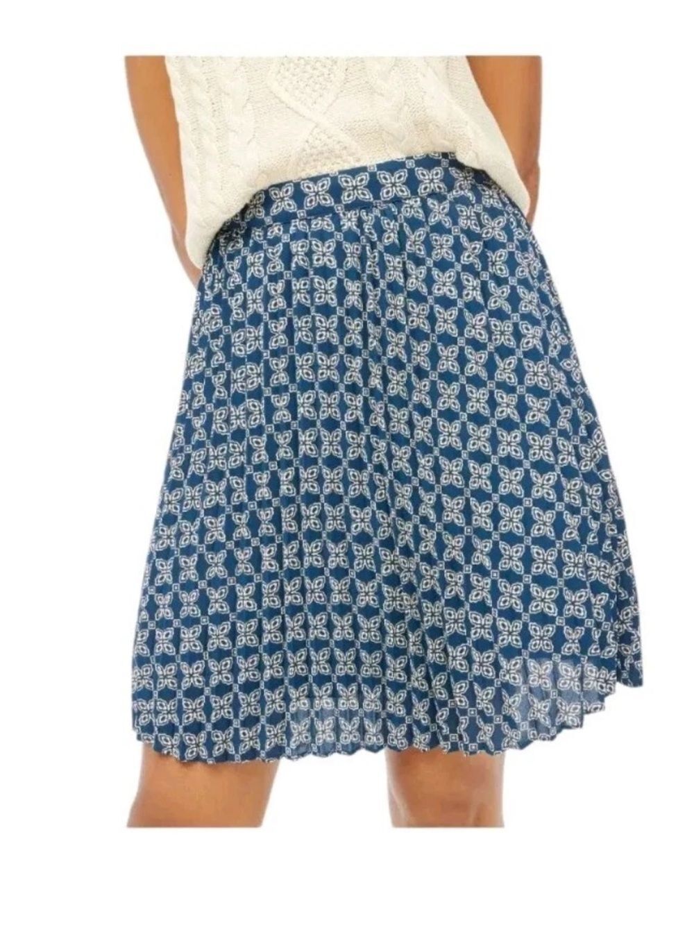 J.Crew Factory Blue Geometric Print Pleated Skirt NWT 10